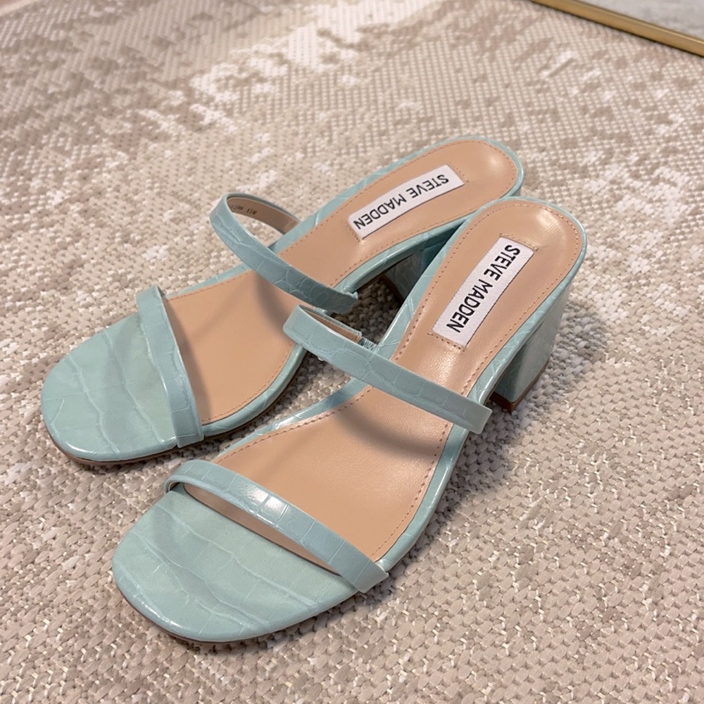 Steve Madden Izzy Block Heel Slide Sandal Mint